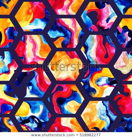 Stok fotoğraf: Abstract Seamless Pattern With Hexagons Flat Colors