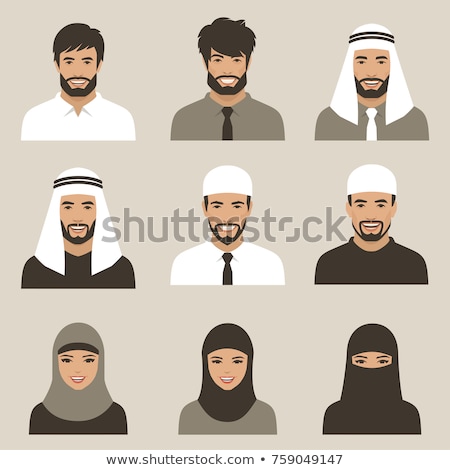 Foto stock: Muslim Men And Women With Happy Face