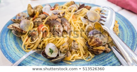 Stok fotoğraf: Real Spaghetti Alle Vongole In Naples Italy