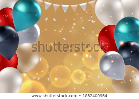 Stock photo: Balloons Confetti And Red Gold Ribbons Eps 10