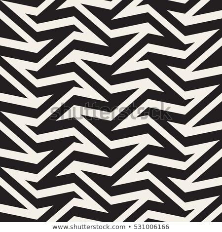 Foto stock: Zigzag Edgy Stripes Optical Illusion Effect Vector Seamless Black And White Pattern