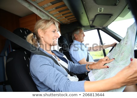 Foto stock: Senior Couple With Car And Map