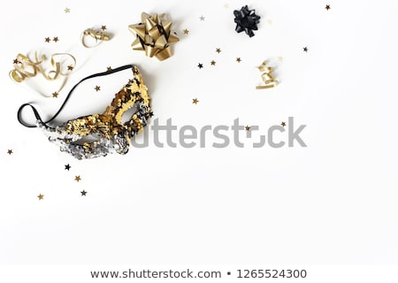 Stock photo: Black And Gold Carnival Mask Top View