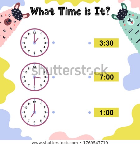 Stock fotó: Telling Time Educational Worksheet With Animals