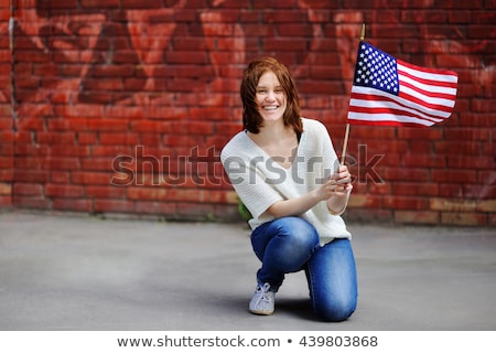 Stockfoto: Person Holding Usa Flag Card