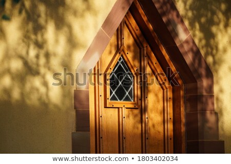 [[stock_photo]]: Wood Church Entrance At Sunset