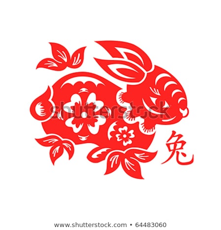 [[stock_photo]]: Year Of The Rabbit 2011 Chinese Flower Red