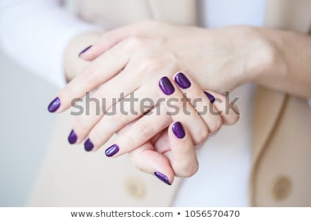 ストックフォト: Woman With Beautiful Manicured Purple Nails