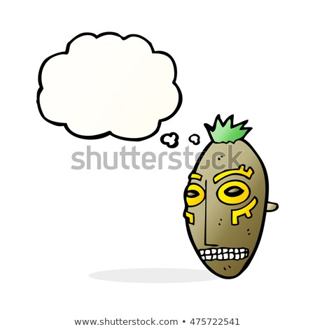 Stockfoto: Cartoon Tribal Mask With Thought Bubble