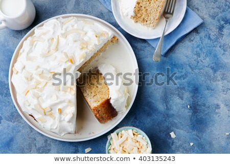 Stock fotó: Three Milk Cake Tres Leches Cake With Coconut Traditional Dessert Of Latin America Top View
