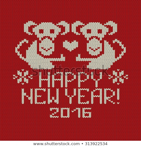 Foto stock: Knitted Monkey Symbol 2016 Year Of The Monkey