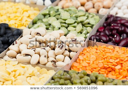 Stok fotoğraf: Pulses Food Background Assortment - Legume Kidney Beans Peas Lentils In Square Cells Macro