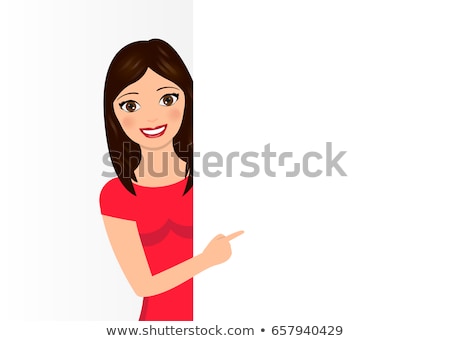 Foto stock: Cartoon Woman Pointing Her Hand Isolated On White