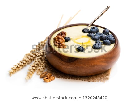 Сток-фото: Bowl Of Semolina Pudding With Fruit