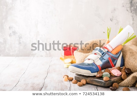 Stockfoto: Childrens Shoe And Pepernoten For Sinterklaas