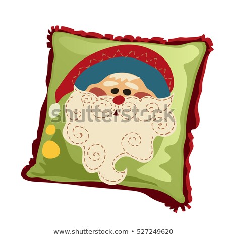 Сток-фото: Soft Holiday Pillow With The Face Of Santa Claus Isolated On White Background Vector Illustration