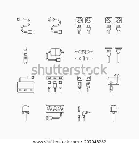 Zdjęcia stock: Linear Design Data Video And Audio Data Cable Connectors Vecto