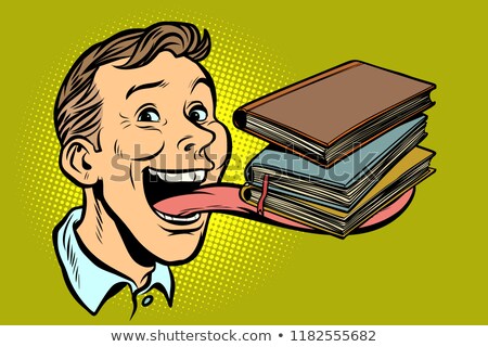 Stock fotó: Man With Books In A Long Tongue
