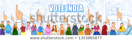 Stockfoto: People Of Different Religion Showing Voting Finger For General Election Of India