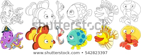 Foto stock: Vector Line Cartoon Animal Clipart