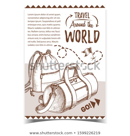 Stok fotoğraf: Modern Luggage Bag With Ropes Monochrome Vector