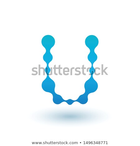 Foto stock: Water Molecular Initial Letter U Logo Design Fluid Liquid Design Element With Dots And Shadow Stoc