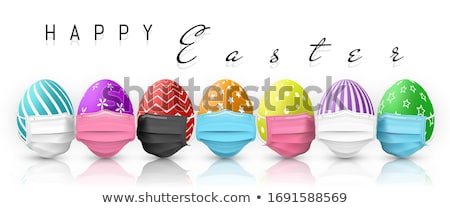 Foto stock: Easter Egg On White Background Red And White Egg Paint By Beeswax Vector Illustration