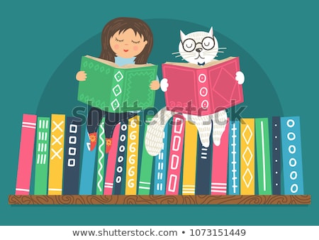 Foto stock: Little Girl With Stack Of Books