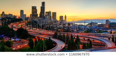 Stock photo: Seattle Downtown Highway Traffic Light Trails