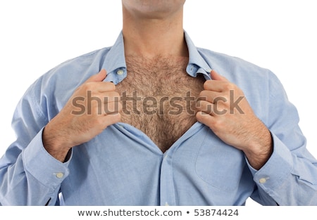Сток-фото: Man With A Hairy Chest In A White Shirt
