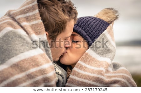 Foto stock: Etrato · de · close · up · de · beijo · natural · de · casal