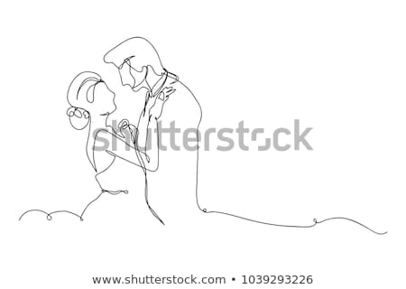 Foto stock: Cartoon Hand Drawn Wedding Couple Wedding Idea Design