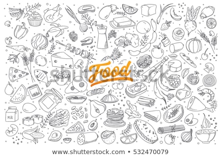 Stok fotoğraf: Hand Drawn Doodle Food Background