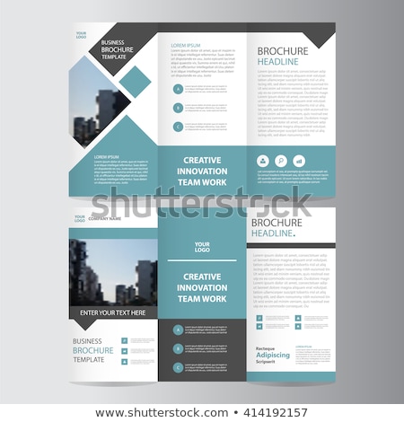 Stock fotó: Blue Square Geometric Trifold Brochure Design Template