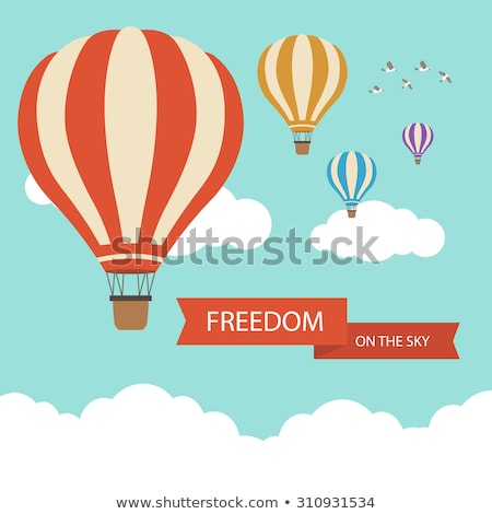 Stock fotó: Hot Air Balloon In Clouds Vector