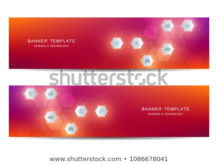 Foto stock: Colored Hexagon Structure Medical Icons Header