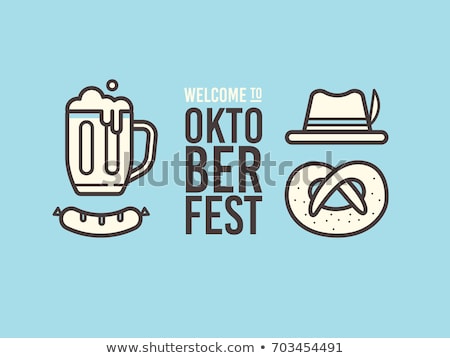 Stock foto: Oktoberfest Set Pretzels Sausages And Lager Beer