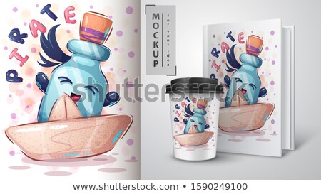 Foto stock: Pirate Bottle Poster And Merchandising