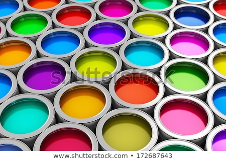 Foto stock: Rainbow Colors Group Of Tin Metal Cans