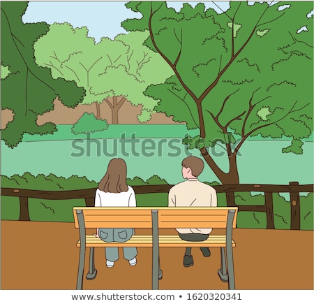 Stock fotó: Boy And Girl Sitting On Bench