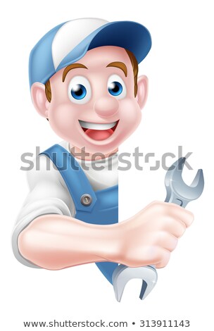 Zdjęcia stock: 3d Construction Worker With Adjustable Wrench