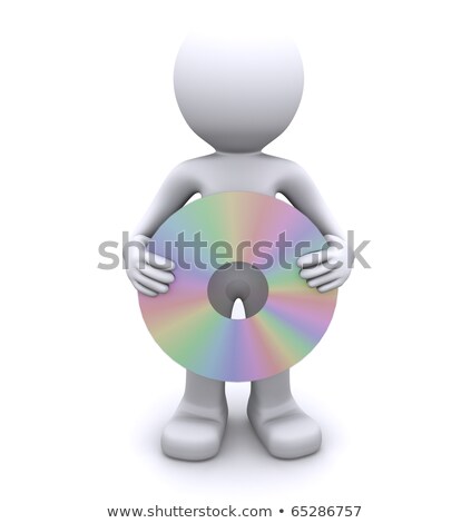 Stock fotó: 3d Character Holding Compact Disk