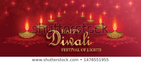 Stock fotó: Happy Diwali With Diya Colorful Vector Illustration