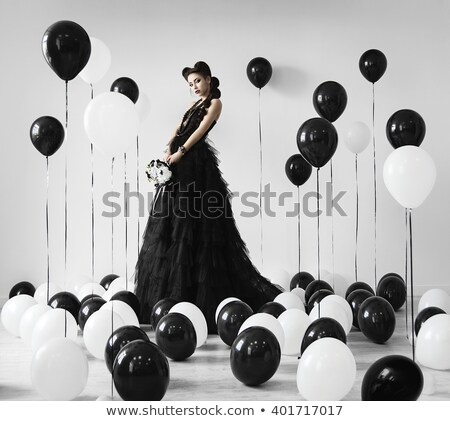 Foto stock: Cute Girl Among White Balloons