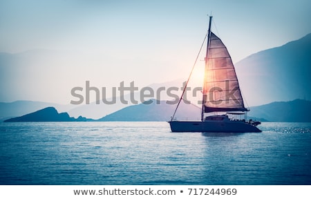 Stockfoto: Boat Sailing At Blue Sea