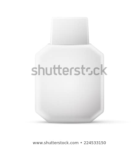 Stockfoto: Cosmetic Parfume Deodorant Freshener Or Medical Antiseptic Drugs Square Plastic Bottle White