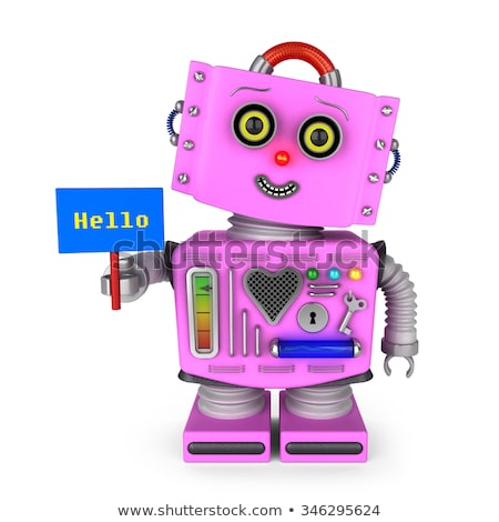 Foto stock: Toy Robot Girl Waving Hello