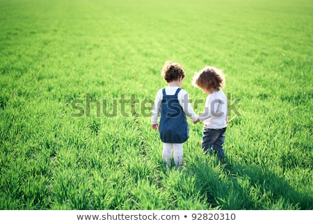 Сток-фото: Two Happy Kids In Green Wheat
