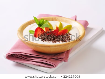 Stok fotoğraf: Semolina Or Rice Pudding With Apple And Chocolate