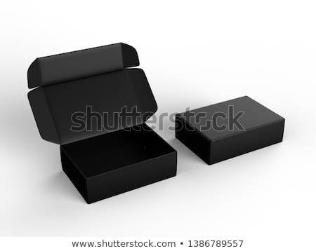 Foto d'archivio: Black Opened Cardboard Package 3d Rendering